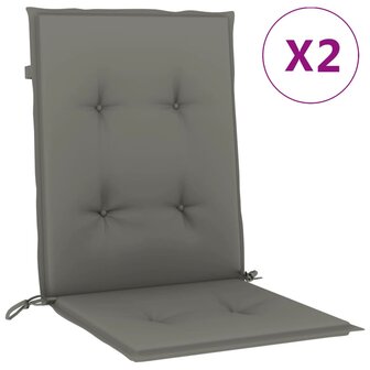 Stoelkussens 2 st lage rug 100x50x4 cm stof donkergrijs 2