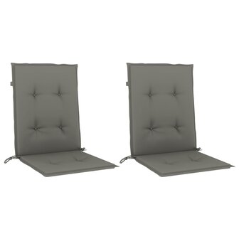 Stoelkussens 2 st lage rug 100x50x4 cm stof donkergrijs 3