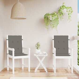 Stoelkussens 2 st lage rug 100x50x4 cm stof donkergrijs 4