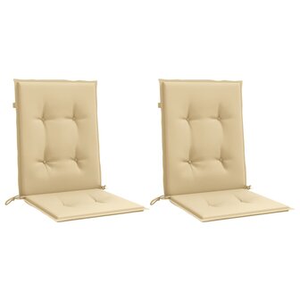 Stoelkussens 2 st lage rug 100x50x4 cm stof gem&ecirc;leerd beige 3