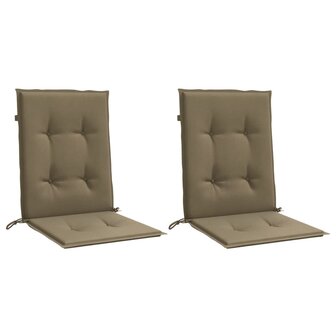 Stoelkussens 2 st lage rug 100x50x4 cm stof gem&ecirc;leerd taupe 3