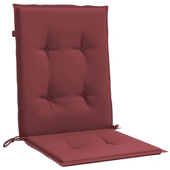Stoelkussens 2 st lage rug 100x50x4 cm stof gem&ecirc;leerd wijnrood 5