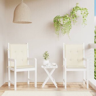 Tuinstoelkussen lage rug 2 st 100x50x3 cm oxford stof cr&egrave;me 1