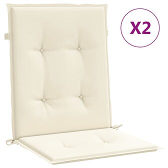 Tuinstoelkussen lage rug 2 st 100x50x3 cm oxford stof cr&egrave;me 2