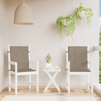 Tuinstoelkussens lage rug 2 st 100x50x3 cm oxford stof taupe 1