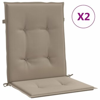 Tuinstoelkussens lage rug 2 st 100x50x3 cm oxford stof taupe 2