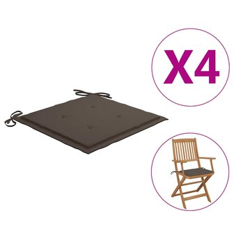 Tuinstoelkussens 4 st 40x40x3 cm oxford stof taupe 1