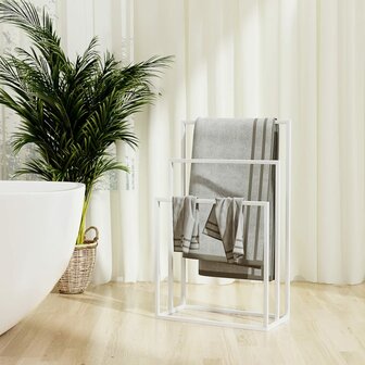 Handdoekenrek vrijstaand 48x24x79 cm ijzer wit 1