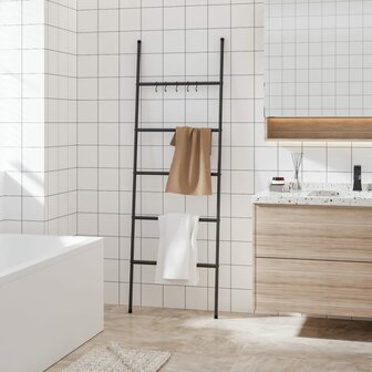 Handdoekenrek ladder met 5 lagen 58x175 cm ijzer zwart 1