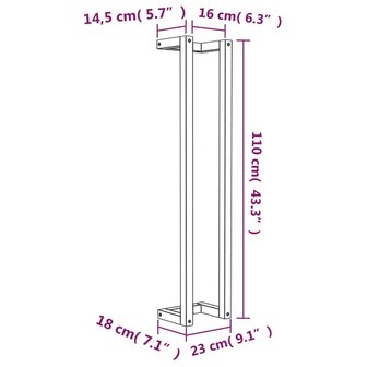 Handdoekenrek 23x18x110 cm massief grenenhout wit 8