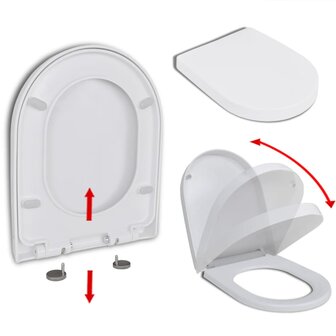 Toiletbril soft-close met quick-release ontwerp vierkant wit  1