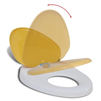 Toiletbril voor volwassenen/kinderen soft-close wit en geel 2