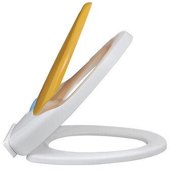 Toiletbril voor volwassenen/kinderen soft-close wit en geel 4