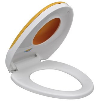 Toiletbril voor volwassenen/kinderen soft-close wit en geel 5