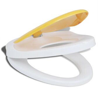Toiletbril voor volwassenen/kinderen soft-close wit en geel 6