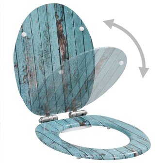 Toiletbril met soft-close deksel oud hout MDF 2