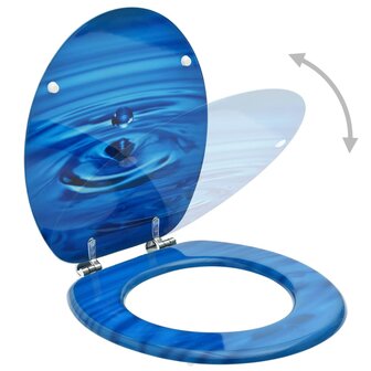 Toiletbril met deksel waterdruppel MDF blauw 2