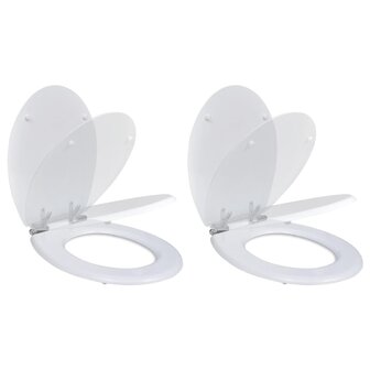 Toiletbril met soft-closedeksel 2 st MDF wit 1