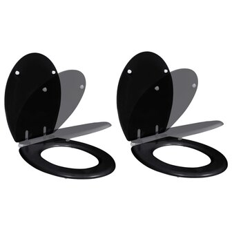 Toiletbril met soft-closedeksel 2 st MDF zwart 1