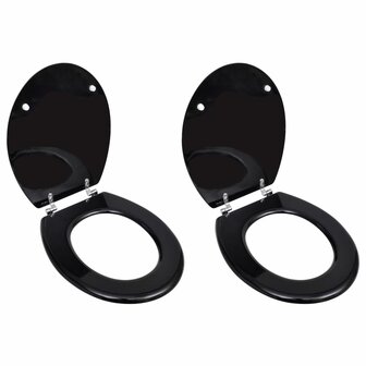 Toiletbrillen met deksels 2 st MDF zwart 1