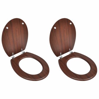 Toiletbrillen met deksels 2 st MDF bruin 1