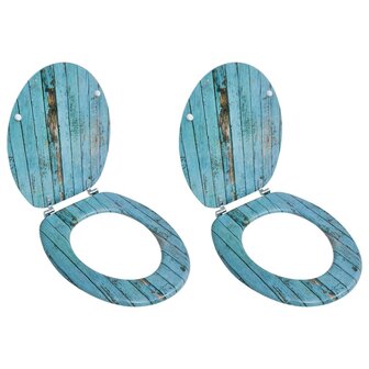 Toiletbrillen met deksels 2 st oud hout MDF 1