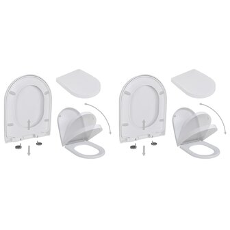 Toiletbrillen met soft-close deksels 2 st kunststof wit 1