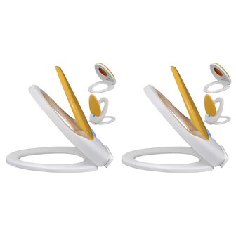 Toiletbrillen met soft-close deksels 2 st kunststof wit en geel 1