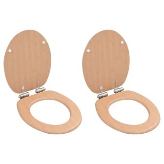 Toiletbrillen 2 st met soft-close deksels MDF bamboeontwerp 1
