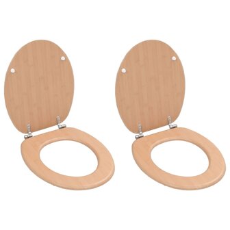 Toiletbrillen 2 st met deksels bamboeontwerp MDF 1