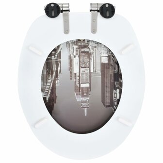 Toiletbrillen 2 st met soft-close deksels MDF New York ontwerp 6