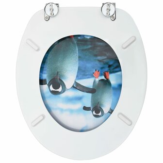 Toiletbrillen met deksel 2 st pingu&iuml;n MDF 6