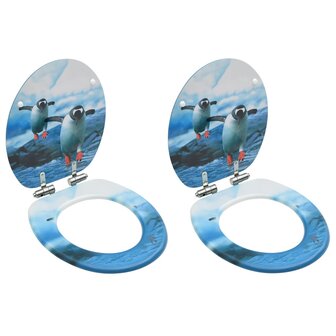 Toiletbrillen met soft-close deksel 2 st pingu&iuml;n MDF 1