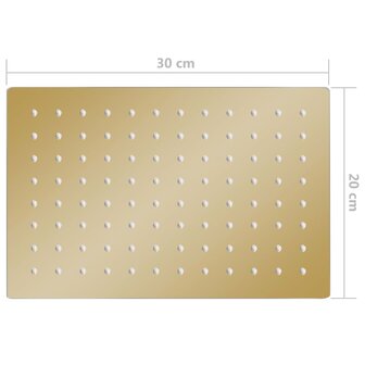 Regendouchekop rechthoekig 30x20 cm roestvrij staal goudkleurig 7