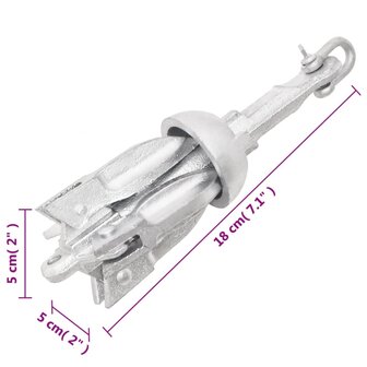 Anker inklapbaar 0,7 kg thermisch verzinkt gietijzer zilver 8
