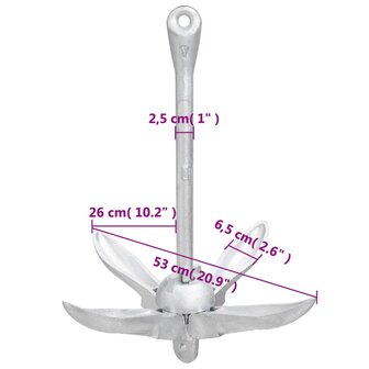 Anker inklapbaar 8 kg thermisch verzinkt gietijzer zilver 9