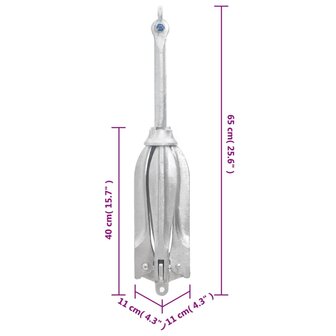 Anker inklapbaar 10 kg thermisch verzinkt gietijzer zilver 7