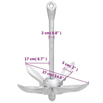 Anker inklapbaar 3,2 kg smeedijzer zilverkleurig 9