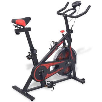 Hometrainer met hartslagsensoren zwart en rood  1