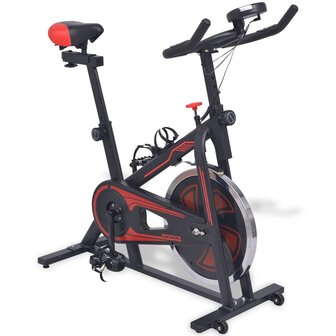 Hometrainer met hartslagsensoren zwart en rood  2