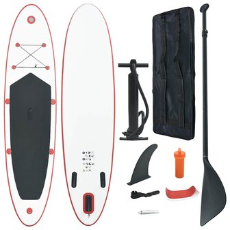 Stand Up Paddleboardset opblaasbaar rood en wit  1