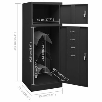 Zadelkast 53x53x140 cm staal antracietkleurig    9