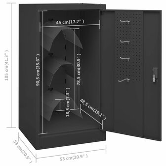 Zadelkast 53x53x105 cm staal antracietkleurig   9