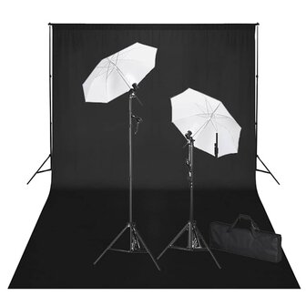 Studioset met zwarte achtergrond en lampen 600x300 cm  1