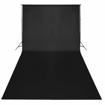 Studioset met zwarte achtergrond en lampen 600x300 cm  2
