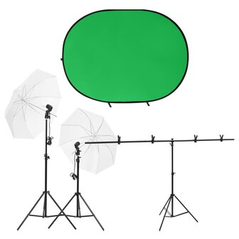 Fotostudioset met verlichtingsset en achtergrondscherm 1