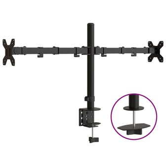 Monitorstandaard dubbel VESA 75/100 mm staal zwart 2