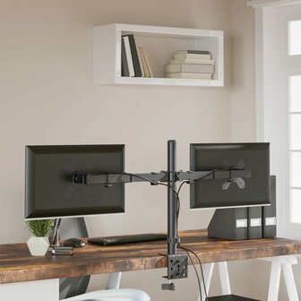Monitorstandaard dubbel VESA 75/100 mm staal zwart 4