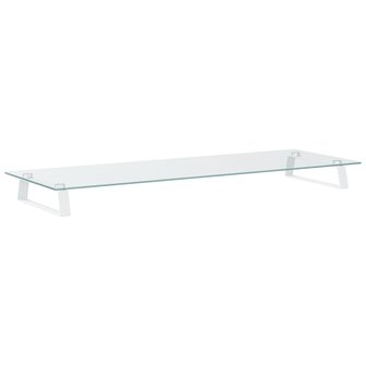 Monitorstandaard 100x35x8 cm gehard glas en metaal wit 2