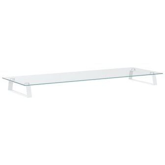Monitorstandaard 100x35x8 cm gehard glas en metaal wit 6